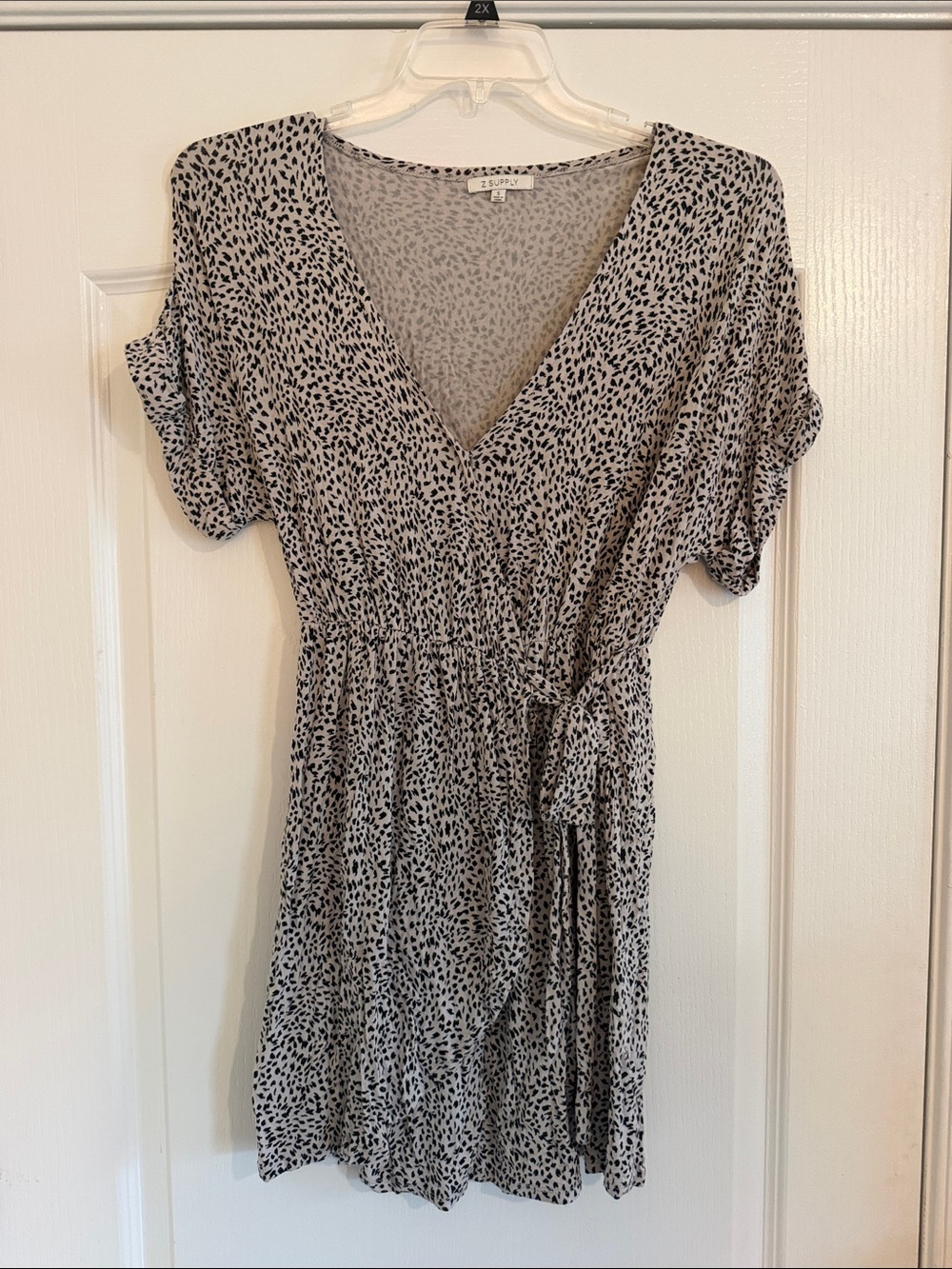 Z Supply Gray and Black Mini Wrap Dress